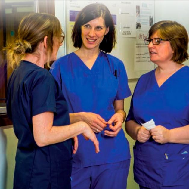 Midwives talking at work